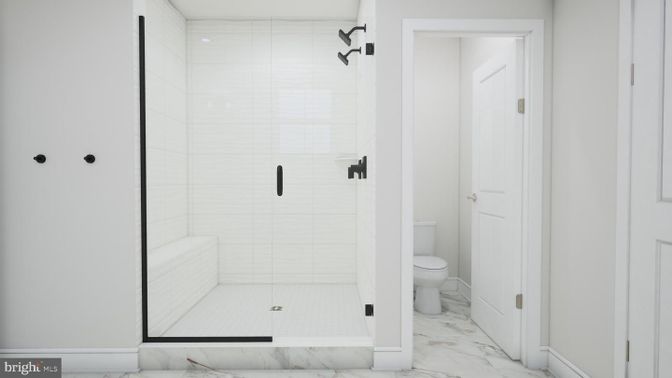 Bathroom, Glass Shower, Interior, Marble