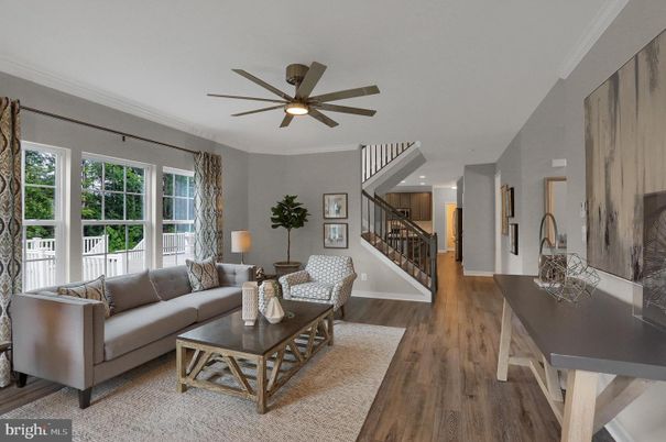 Dining room, Interior, Living room, Recessed Lighting, Wood Texture Flooring