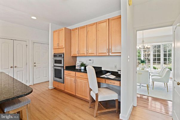 Chandelier, Home Office, Interior, Kitchen, Recessed Lighting, Wood Texture Flooring