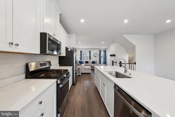Interior, Kitchen, Living room, Recessed Lighting, Stainless Steel Appliances, Wood Texture Flooring