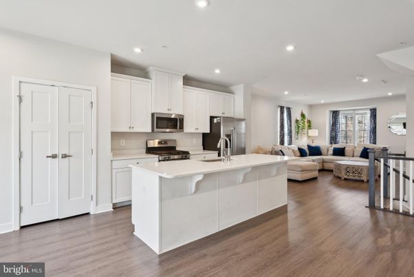 Interior, Kitchen, Living room, Recessed Lighting, Stainless Steel Appliances, Wood Texture Flooring