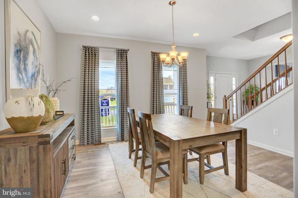 Chandelier, Dining room, Interior, Recessed Lighting, Wood Texture Flooring