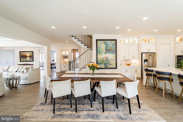 Dining room, Interior, Kitchen, Living room, Recessed Lighting, Stainless Steel Appliances, Wood Texture Flooring