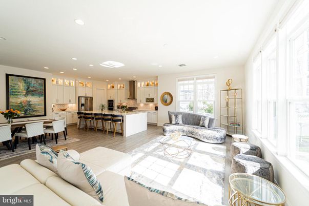 Dining room, Interior, Kitchen, Living room, Recessed Lighting, Wood Texture Flooring