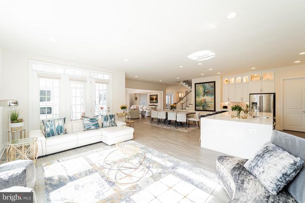 Dining room, Interior, Kitchen, Living room, Recessed Lighting, Stainless Steel Appliances, Wood Texture Flooring