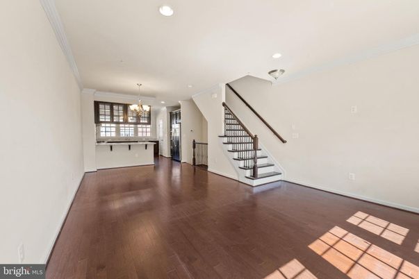 Chandelier, Empty room, Interior, Recessed Lighting, Wood Texture Flooring