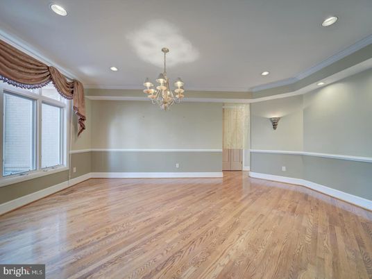 Chandelier, Empty room, Interior, Recessed Lighting, Wood Texture Flooring