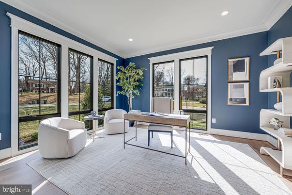 Home Office, Interior, Recessed Lighting, Wood Texture Flooring