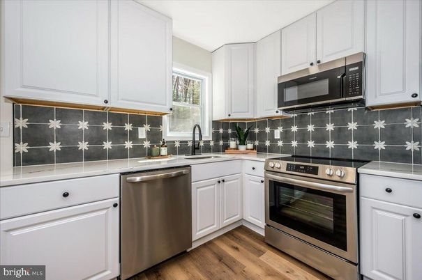 Interior, Kitchen, Stainless Steel Appliances, Wood Texture Flooring