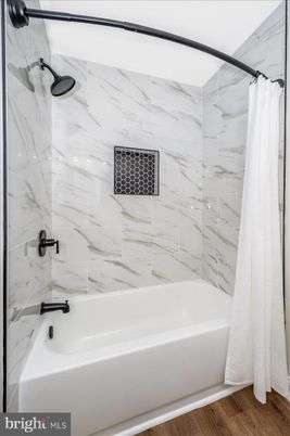 Bathroom, Interior, Marble Walls, Wood Texture Flooring