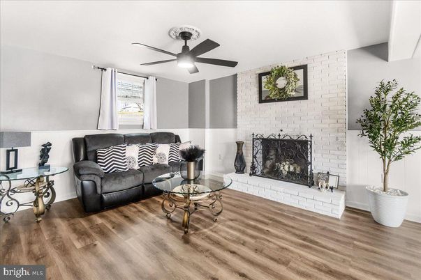 Fireplace, Interior, Living room, Stone Walls, Wood Texture Flooring