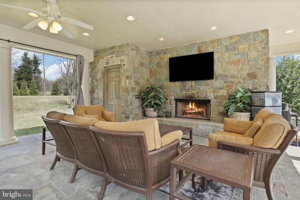 Fireplace, Interior, Living room, Recessed Lighting, Stone Walls