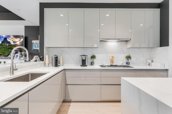 Interior, Kitchen, Marble Walls, Wood Texture Flooring
