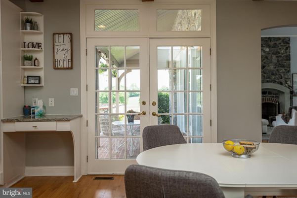 Dining room, Fireplace, Interior, Wood Texture Flooring