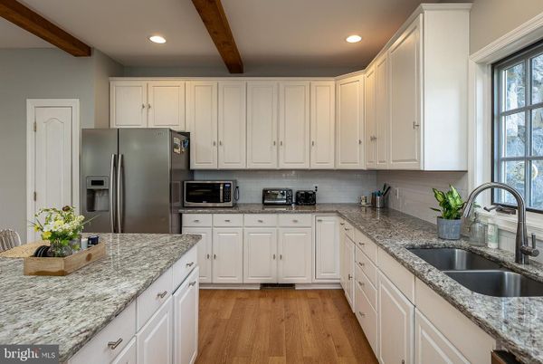 Interior, Kitchen, Recessed Lighting, Stainless Steel Appliances, Wooden Beams, Wood Texture Flooring