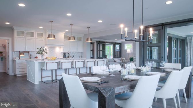 Dining room, Interior, Kitchen, Living room, Pendant Lights, Recessed Lighting, Stainless Steel Appliances, Wood Texture Flooring