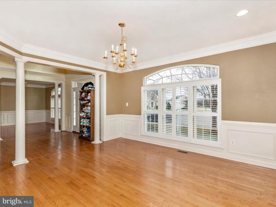 Chandelier, Empty room, Interior, Recessed Lighting, Wood Texture Flooring