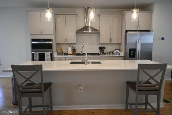 Interior, Kitchen, Pendant Lights, Stainless Steel Appliances, Wood Texture Flooring