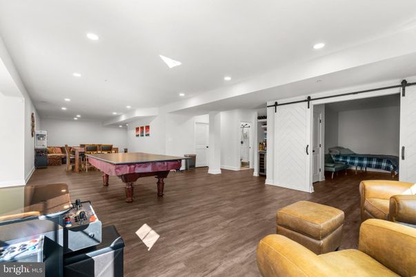 Billiard Table, Game Room, Interior, Recessed Lighting, Wood Texture Flooring