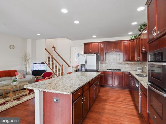 Interior, Kitchen, Living room, Recessed Lighting, Stainless Steel Appliances, Wood Texture Flooring