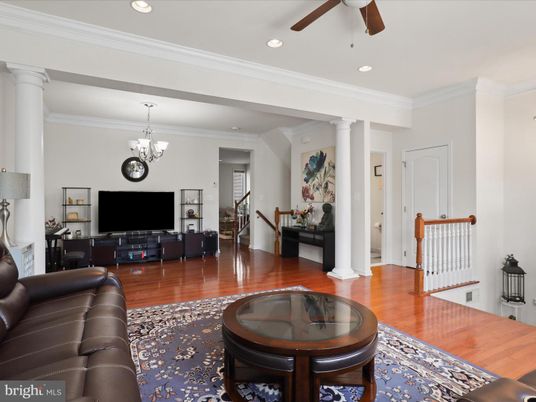 Chandelier, Interior, Living room, Recessed Lighting, Wood Texture Flooring