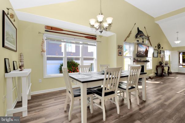 Chandelier, Dining room, Interior, Pendant Lights, Wood Texture Flooring
