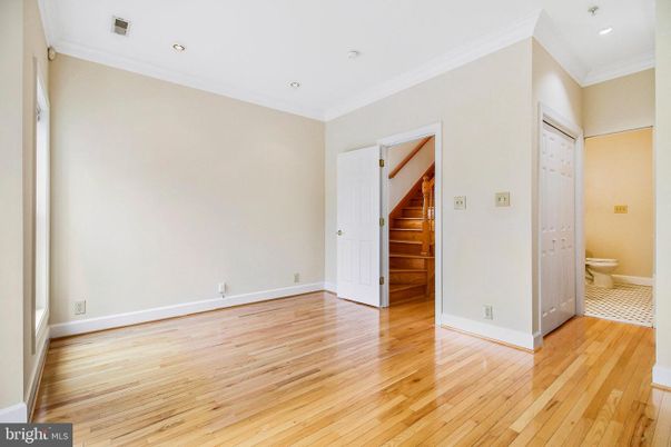 Bathroom, Empty room, Interior, Recessed Lighting, Wood Texture Flooring