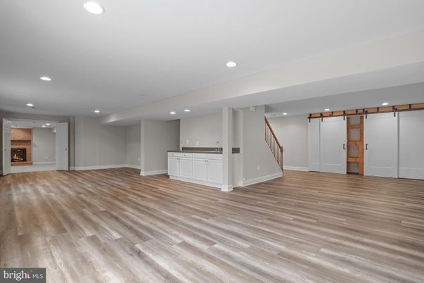 Empty room, Fireplace, Interior, Recessed Lighting, Wood Texture Flooring