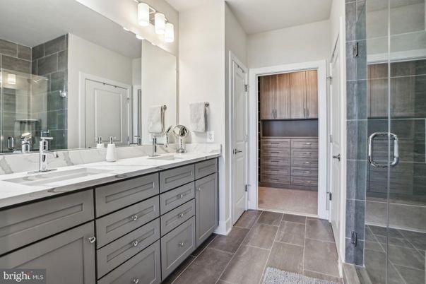 Bathroom, Dual Sink Vanities, Glass Shower, Interior
