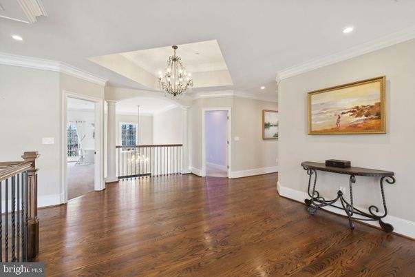 Chandelier, Empty room, Interior, Recessed Lighting, Wood Texture Flooring