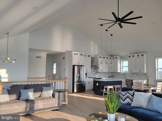 Interior, Kitchen, Living room, Pendant Lights, Recessed Lighting, Stainless Steel Appliances, Wood Texture Flooring