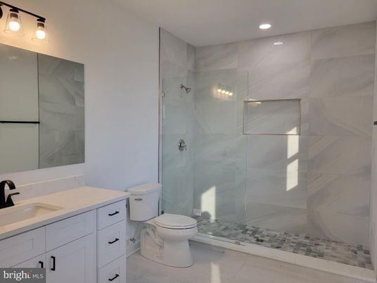 Bathroom, Glass Shower, Interior, Recessed Lighting