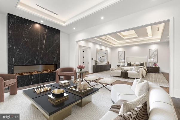 Fireplace, Interior, Living room, Marble Walls, Recessed Lighting