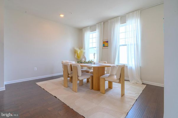 Dining room, Interior, Recessed Lighting, Wood Texture Flooring