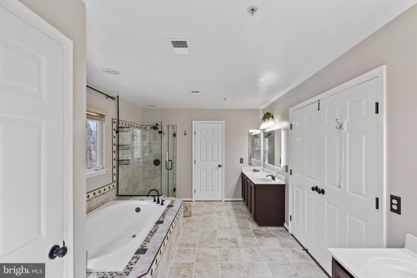 Bathroom, Dual Sink Vanities, Glass Shower, Interior