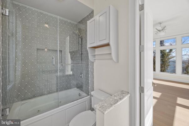Bathroom, Glass Shower, Interior, Wood Texture Flooring