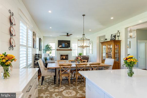 Dining room, Fireplace, Interior, Pendant Lights, Recessed Lighting