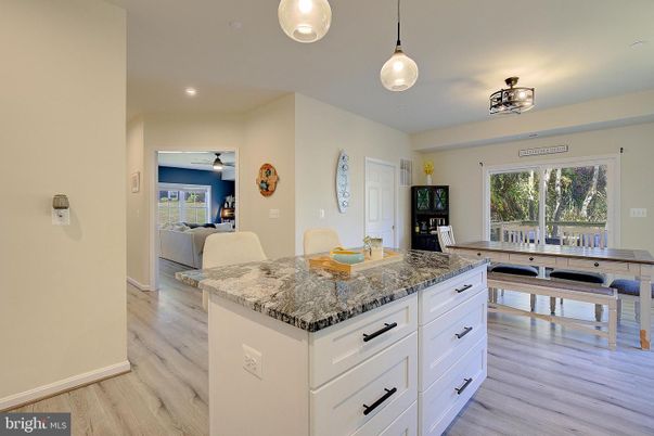 Dining room, Interior, Pendant Lights, Recessed Lighting, Wood Texture Flooring