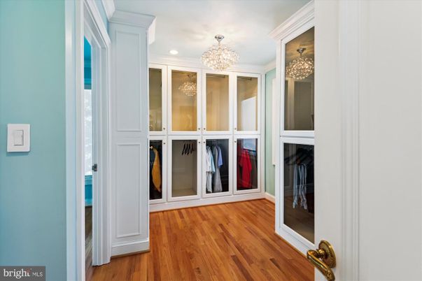 Chandelier, Interior, Recessed Lighting, Walk-in Closets, Wood Texture Flooring