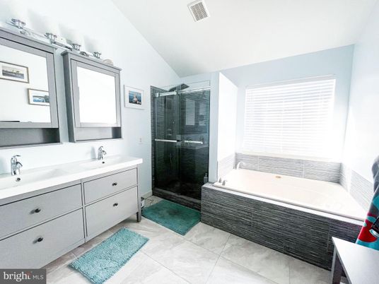Bathroom, Dual Sink Vanities, Glass Shower, Interior