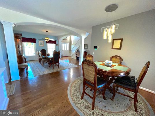 Chandelier, Dining room, Interior, Pendant Lights, Wood Texture Flooring