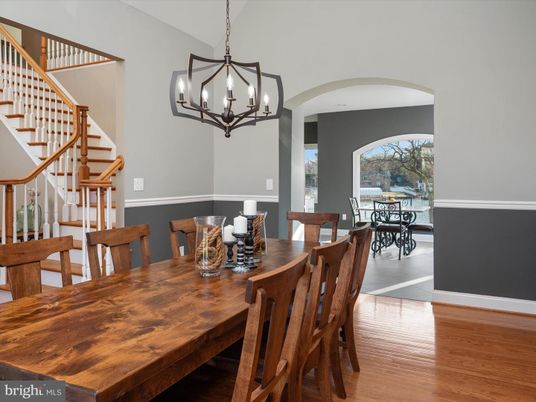 Chandelier, Dining room, Interior, Wood Texture Flooring