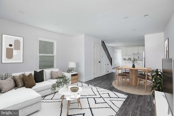 Dining room, Interior, Kitchen, Living room, Recessed Lighting, Wood Texture Flooring