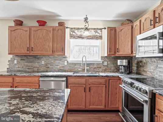 Interior, Kitchen, Pendant Lights, Stainless Steel Appliances, Wood Texture Flooring