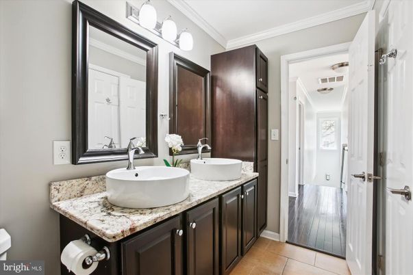 Bathroom, Dual Sink Vanities, Interior, Wood Texture Flooring