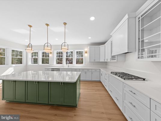 Interior, Kitchen, Pendant Lights, Recessed Lighting, Wood Texture Flooring