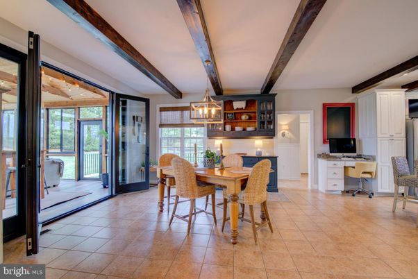Dining room, Interior, Pendant Lights, Wooden Beams
