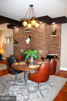 Home Office, Interior, Pendant Lights, Stone Walls, Wood Texture Flooring