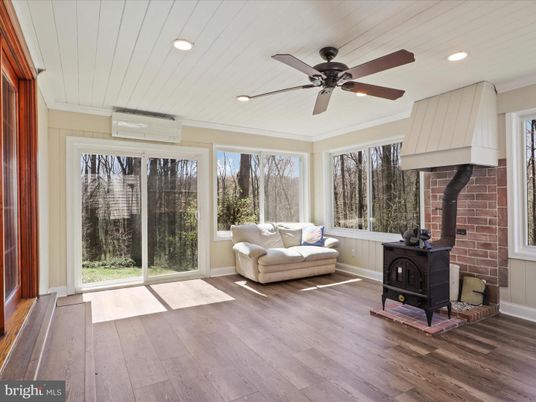 Interior, Recessed Lighting, Stone Walls, Wood Texture Flooring