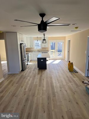 Interior, Kitchen, Pendant Lights, Stainless Steel Appliances, Wood Texture Flooring